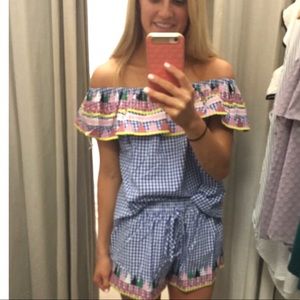 Gingham embroidered matching set